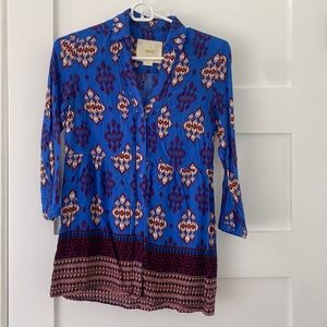 Anthropologie Maeve button up tunic with gorgeous print
